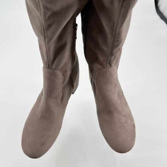 Nine West Felipe 2 Over the Knee Boot beige taupe block heel round toe size 6.5 - Picture 8 of 14